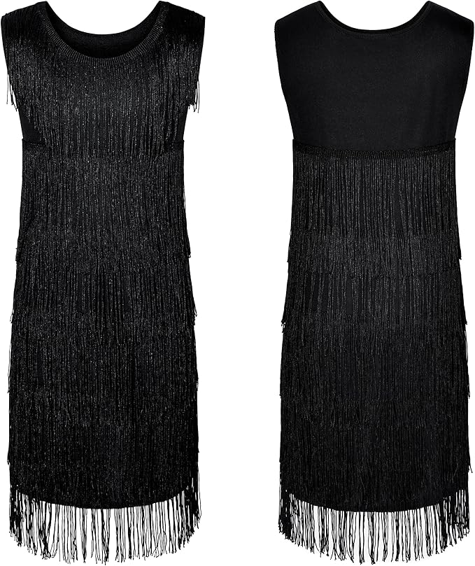 Kids 1920s Flapper Costume for Girls Dress with Accessories Set Kids Halloween Party Cosplay 4-12 Years