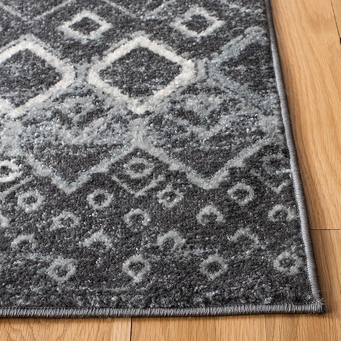 SAFAVIEH Amsterdam Collection Runner Rug - 2'3" x 12', Dark Grey & Light Grey, Moroccan Boho Design, Non-Shedding & Easy Care, Ideal for High Traffic Areas in Living Room, Bedroom (AMS108J)