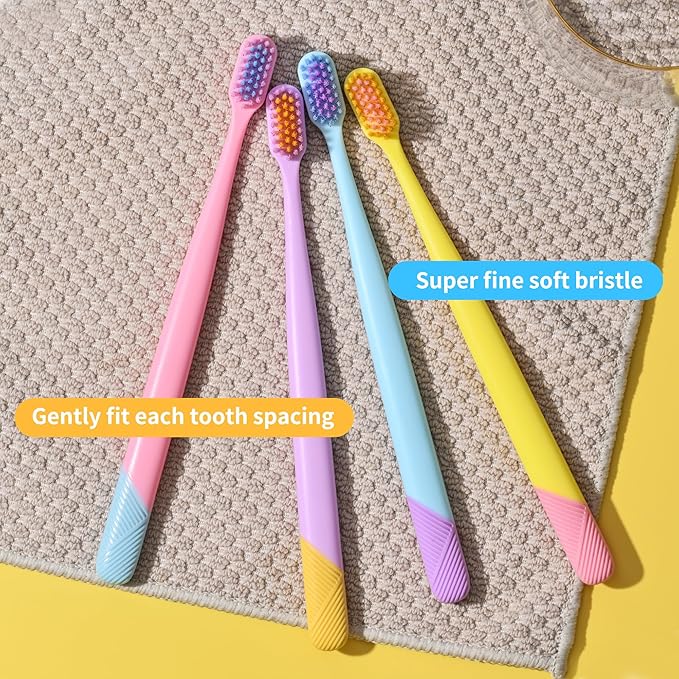 VIWIK 10 Pack Colorful Ultra-Soft Bristle Toothbrush – BPA-Free, Gentle on Gums, Effective Plaque Removal for Sensitive Teeth – Durable, Perfect for Adults and KidC