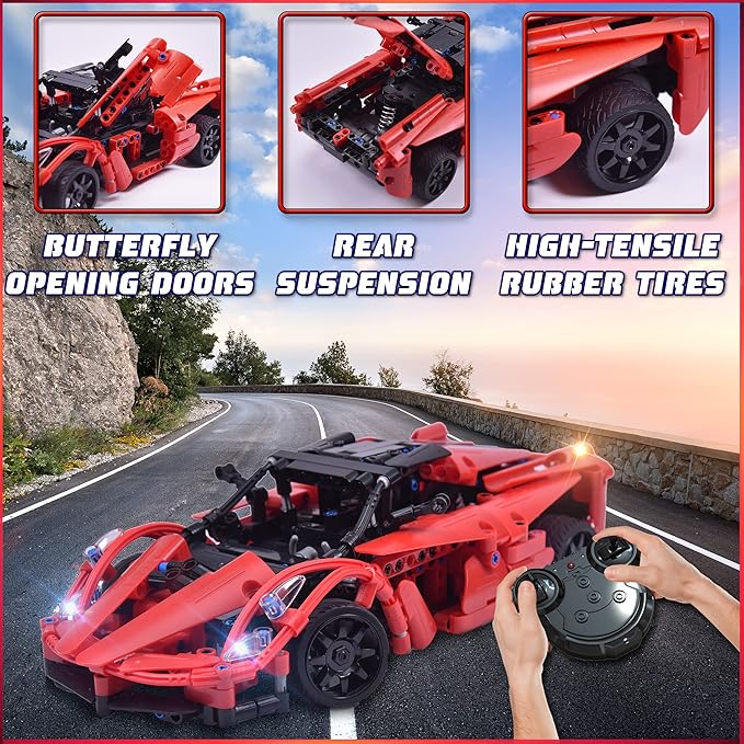 WISEPLAY Stem Projects for Kids Ages 8-12 Year - 380PCS RC Car Kits to Build - STEM Building Toys for Boys Age 8-12 - Model Car Kits to Build for Kids 9-12 - Great Building RC Car Gift for Your Kids