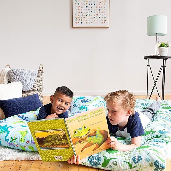 Wildkin Microfiber Pillow Lounger, 87 X 27 Inches, Dinosaur Land