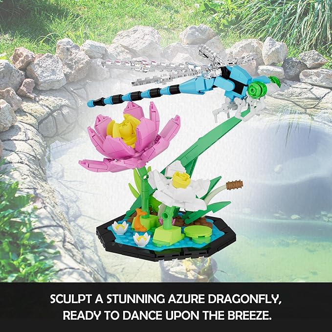 Ideas Insect Collection Building Set, with Life-Size Lotus Dragonfly Butterfly Bee Flowers Display Models, Bug Building Toys Home Decor for Adults Boys Girls Nature Lovers 6+