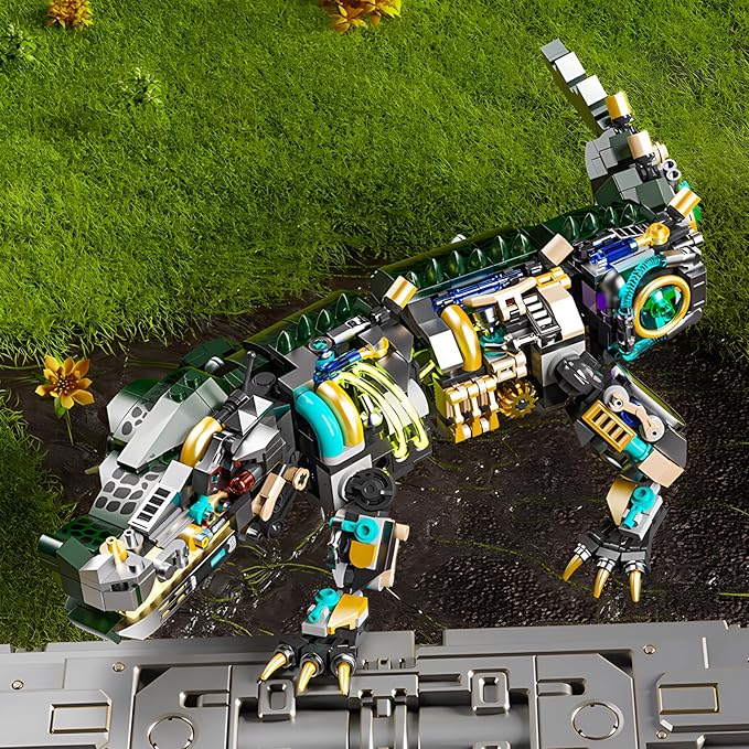 Mechanical Crocodile Building Set 996 Pieces Movable Animal with Display Stand Amphibians Building Block Toy Home Decor Gifts for Boys Teens Kids Adults Ages 6+