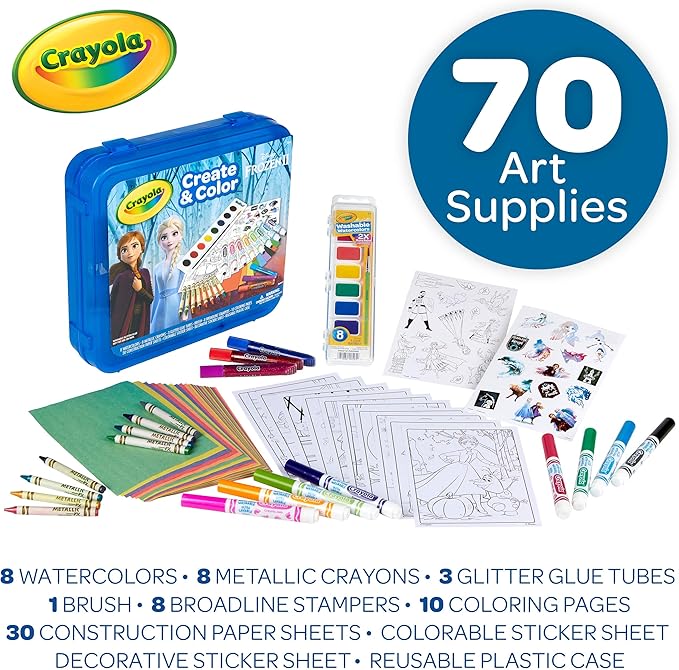 Crayola Frozen 2 Coloring Art Case, Arts & Crafts, Gift for Kids, Ages 5, 6, 7, 8, Packaging May Vary