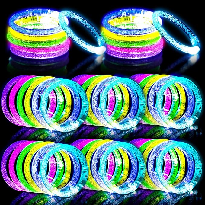 MCPINKY 24PCS Light up Sticks Bulk, Glow in the Dark Bracelets LED Bracelets for Bachelorette Parties Graduation Celebrations