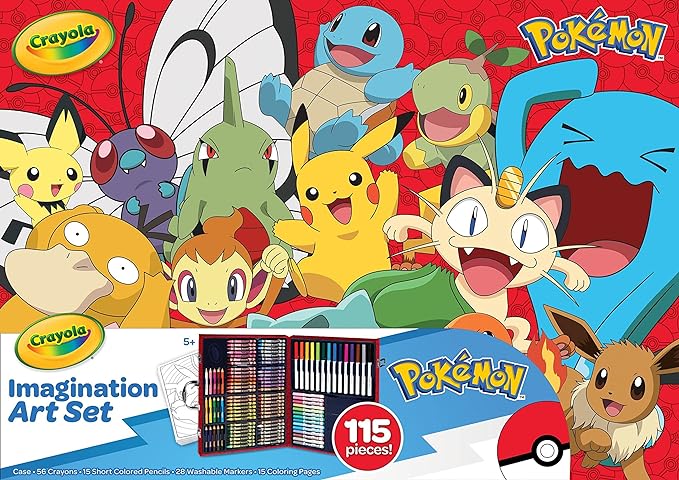 Crayola Pokémon Imagination Art Set (115pcs), Kids Art Kit, Coloring Supplies, Pokemon Toys, Pokemon Gift for Boys & Girls, Ages 5+