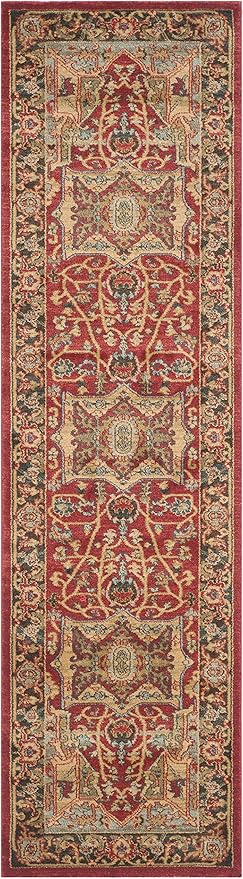 SAFAVIEH Mahal Collection Runner Rug - 2'2" x 8', Natural & Navy, Traditional Oriental Design, Non-Shedding & Easy Care, Ideal for High Traffic Areas in Living Room, Bedroom (MAH625B)
