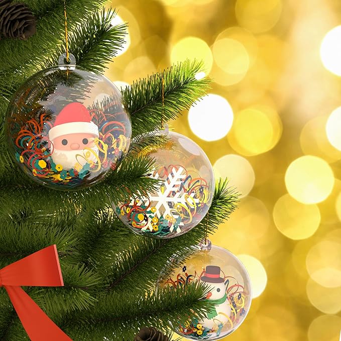 Clear Christmas Ornaments,Pack of 10 Individual 80mm Clear Plastic Ornaments for Crafts by S SEEKINGTAG