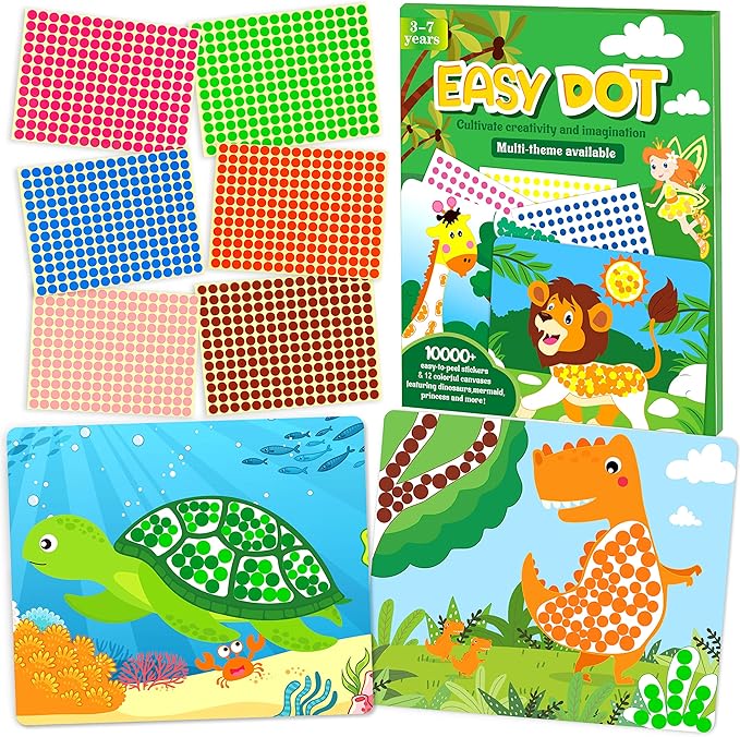 Dot Stickers for Kids, Art and Crafts Ages 4-8, 4-6 Toddlers - Sticker DIY Activity Book Craft Kit Party Favors