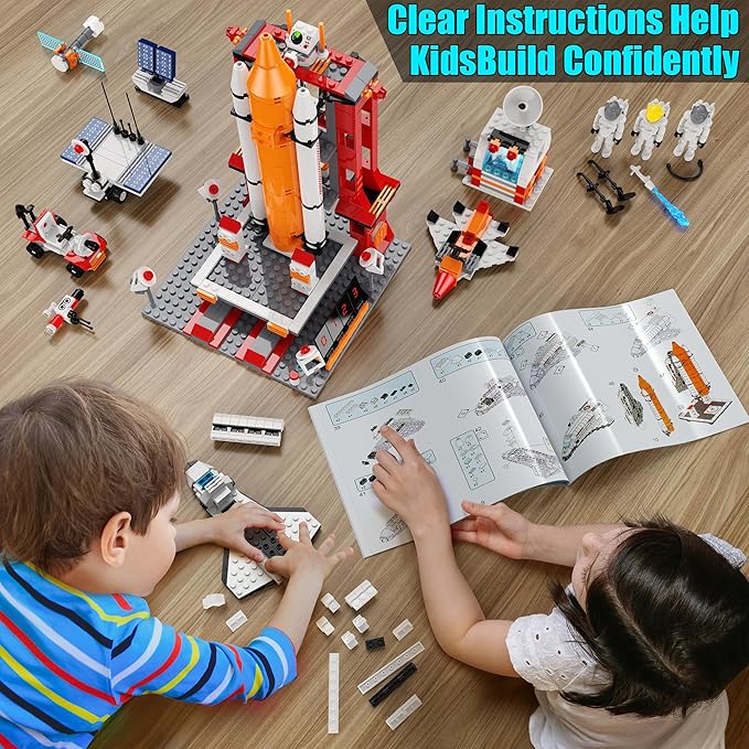 Space Exploration Shuttle Toys for 6 7 8 9 10 11 12 Year Old Kids, 11-in-1 STEM Aerospace Rocket Building Kit for 6-12 Year Old Boys Girls, Best Gifts for Christmas Birthday - 855pcs