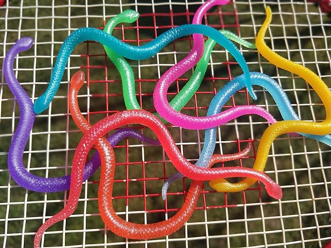 UpBrands 24 Stretchy Snakes Toys 6 Inches Bulk Set, 8 Glitter Colors, Kit for Birthday Party Favors for Kids, Goodie Bags, Easter Egg Basket Stuffers, Pinata Filler, Small Classroom Prizes