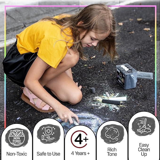 Loddie Doddie 20ct Non-Toxic Jumbo White Sidewalk Chalk Bucket with Holder - Chalk Sticks for Kids