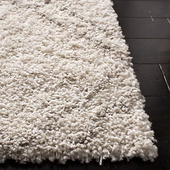 SAFAVIEH Arizona Shag Collection Runner Rug - 2'3" x 10', Ivory & Beige, Moroccan Design, Non-Shedding & Easy Care, 1.6-inch Thick Ideal for High Traffic Areas in Living Room, Bedroom (ASG744A)