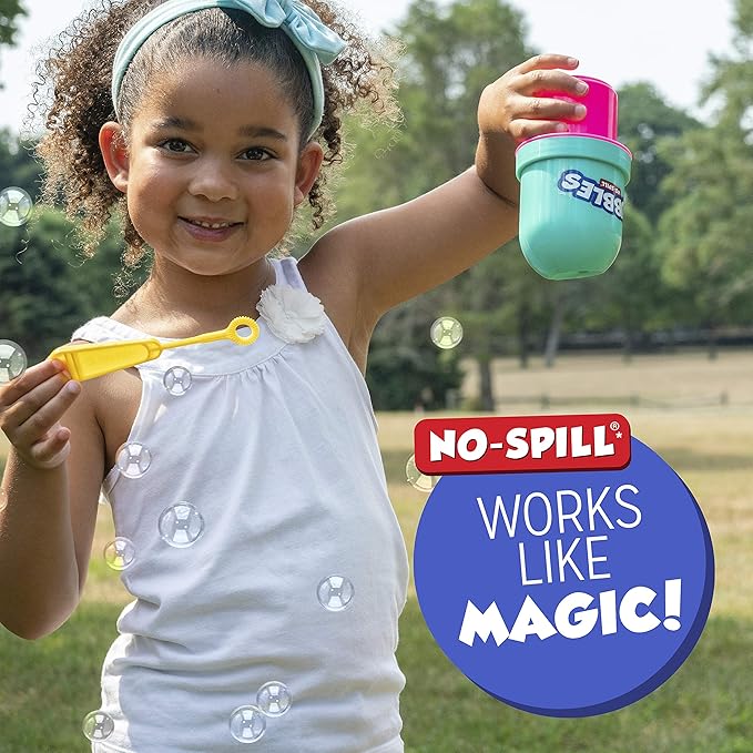 Fubbles Bubbles No-Spill Bubbles Tumbler | Bubble toy for babies toddlers and kids of all ages | Includes 4oz bubble Solution and bubble wand (tumbler colors may vary)