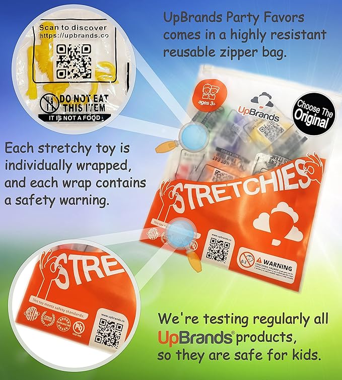 UpBrands 120 Stretchy Skeleton Toys, Party Favors for Kids, Bulk Set, 12 Colors, Kit for Easter Egg Basket Stuffers, Goodie Bags, Halloween Pinata Filler, Small Classroom Prizes