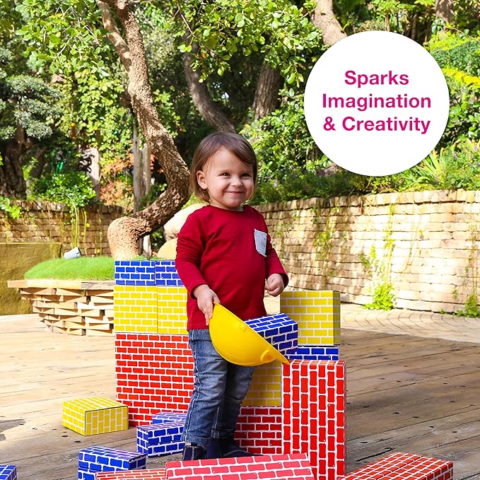 Edushape Cardboard Baby Blocks for Toddlers, 36 Pieces - Edu-Blocks Durable Multi-Colored Toddler Blocks for Building & Learning - Stacking Blocks Building Blocks for Daycares and Preschools
