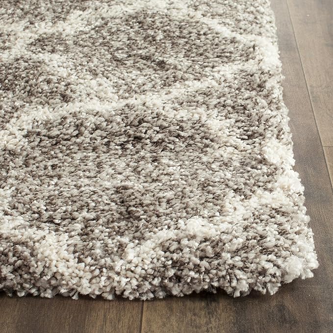 SAFAVIEH Hudson Shag Collection Accent Rug - 2' x 3', Grey & Ivory, Trellis Design, Non-Shedding & Easy Care, 2-inch Thick Ideal for High Traffic Areas in Entryway, Living Room, Bedroom (SGH282B)