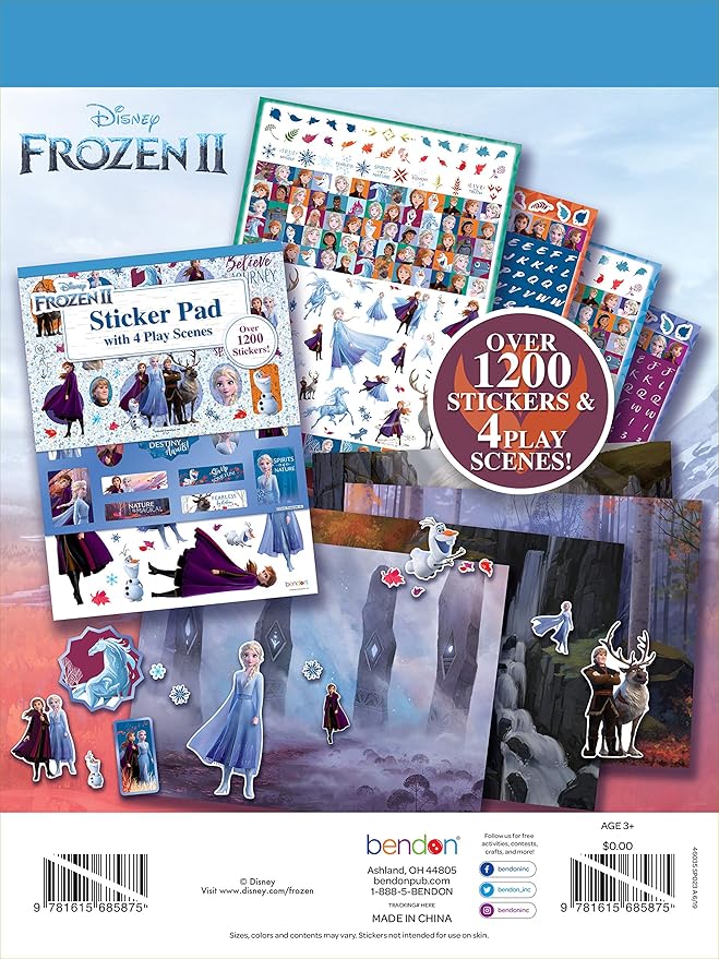 Disney Frozen 2 Sticker Pad with Play Scenes Including 1200 Stickers 46035 Bendon