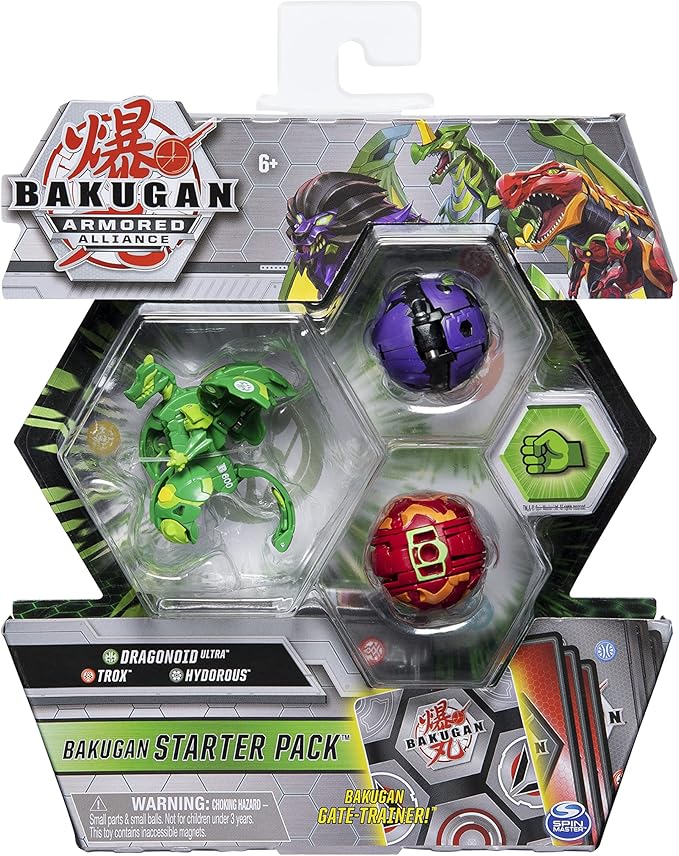 Bakugan Starter Pack 3-Pack, Dragonoid Ultra, Armored Alliance Collectible Action Figures