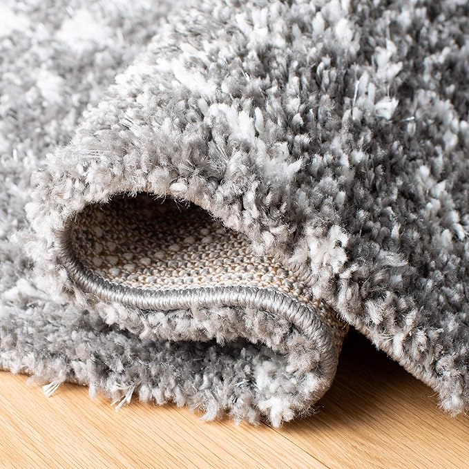 SAFAVIEH Berber Fringe Shag Collection Runner Rug - 2'2" x 14', Grey & Ivory, Moroccan Design, Non-Shedding & Easy Care, 1.2-inch Thick Ideal for High Traffic Areas in Living Room, Bedroom (BFG516F)