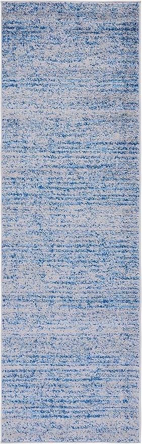 SAFAVIEH Adirondack Collection Runner Rug - 2'6" x 16', Blue & Silver, Modern Abstract Design, Non-Shedding & Easy Care, Ideal for High Traffic Areas in Living Room, Bedroom (ADR117D)