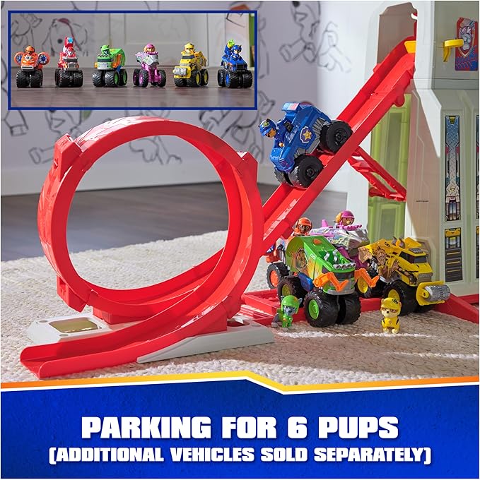 PAW Patrol: Rescue Wheels Super Loop Tower HQ, with Light, Sound, Vehicle Launcher, Chase Action Figure & Toy Truck, Kids Toys for Boys & Girls Age 3+