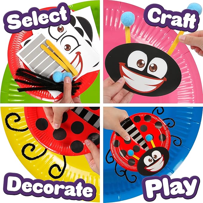 Creative Kids Make & Play Plate Craft Kit - Arts and Crafts Kit for Toddlers Ages 2, 3, 4, 5 Years Party Activity Kits for Toddler 3+
