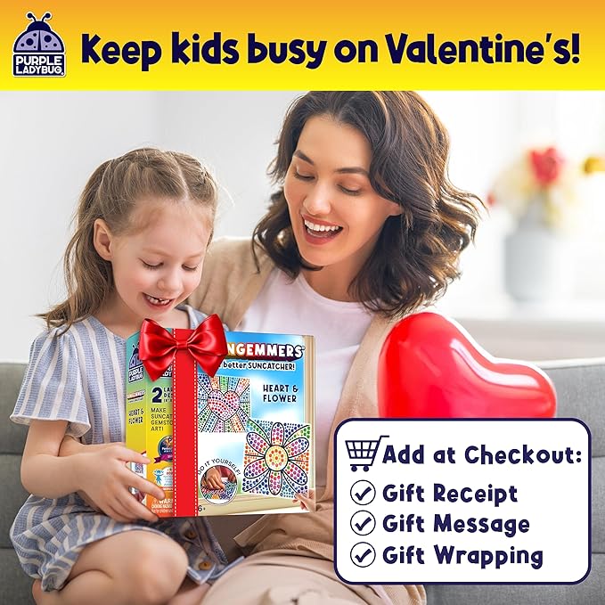 PURPLE LADYBUG Sungemmers Window Art Suncatcher Kits - Valentines Day Gifts for Kids, Easter Basket Stuffers, Crafts for Kids Ages 4-12, Fun Toys for Girls & Boys Ages 6 & Up