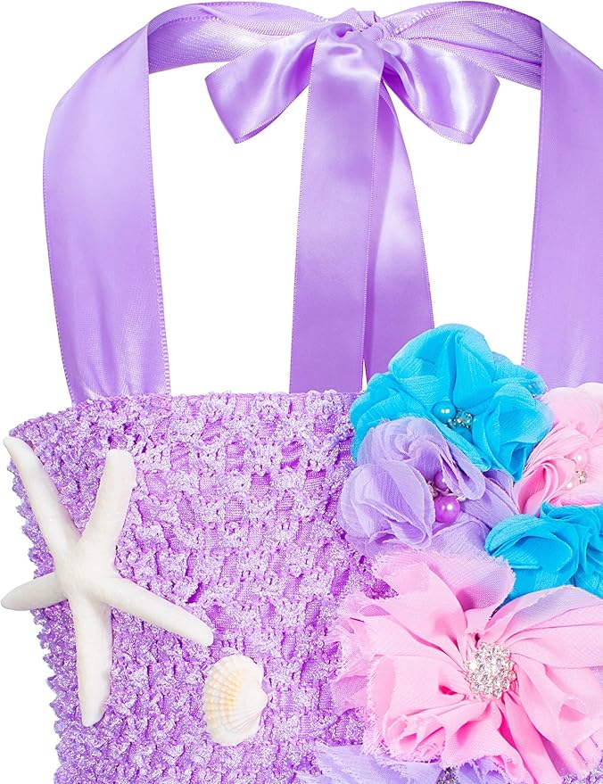 Little Mermaid Tutu Dress for Girls - Princess Mermaid Ariel Costume with Accessories