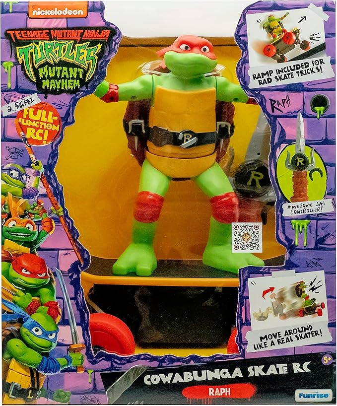 Teenage Mutant Ninja Turtles Raphael Cowabunga Skate RC - Imitates Real Skate Tricks - 2.4 GHz Remote Control - Ages 3+