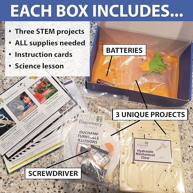STEM Discovery Box 9 Month Subscription with 27 Total STEM Projects - Educational Science Technology Engineering Learning Lab - Kids Experiment Activity Build Sets - Girls & Boys Children Age 7 - Teen