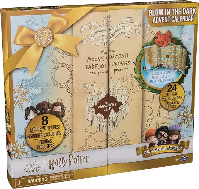 Wizarding World Harry Potter, Micro Magical Moments Glow in The Dark Advent Calendar 2024, 24 Surprise Toys, Christmas Countdown Calendar for Ages 6+
