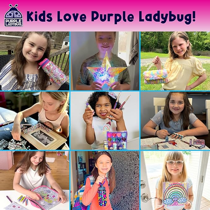 Purple Ladybug Decorate Your Own Water Bottle for Girls - Includes Trendy Stickers, Easter Gift for Ages 5-8, Birthday or Valentines Gift, Great for Little Girls