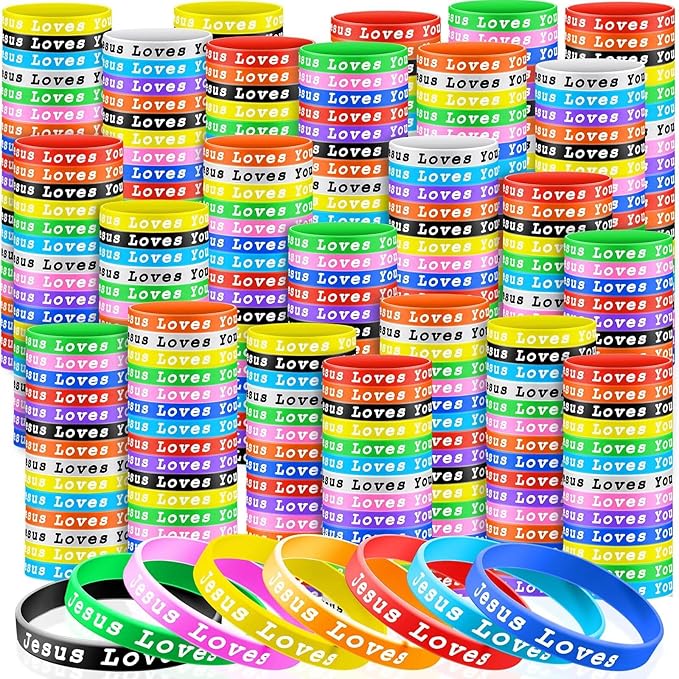 Skylety Jesus Loves You Silicone Wristbands Easter Rubber Wristbands Colorful Jesus Loves You Wristbands Christian Rubber Wristbands for Kids Novelty Party Favors(1000 Pieces)