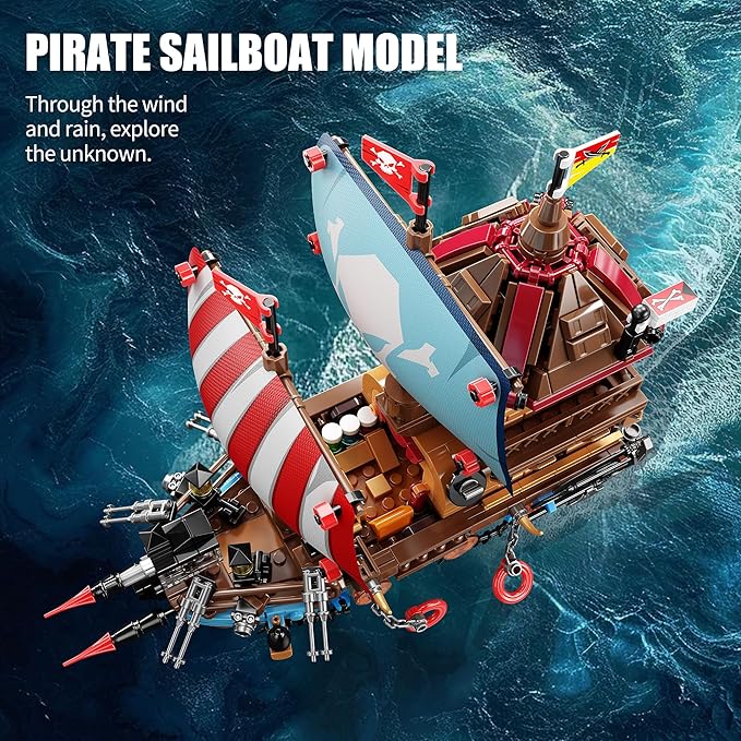TYCOLE Pirate Ship Building Block Set with Lights,Creative Pirate Toys Compatible with Legos,Modern Boat Model Set,Idea Christmas Birthday Gift for Adults and Boys,Girls 8-14 and up(916 Pieces)