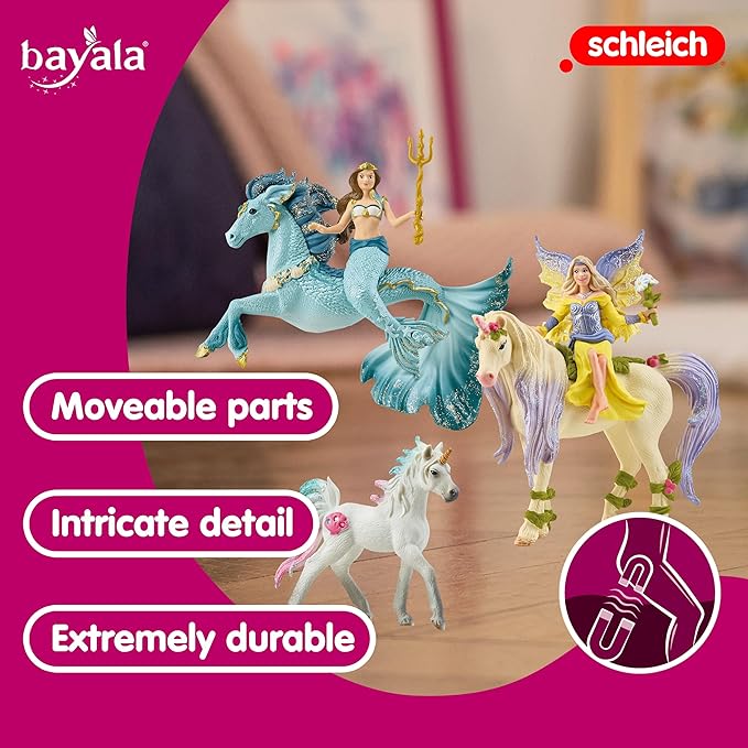 Schleich bayala 5-Piece Starter Set - Fairy Feya, Mermaid Eyela, with Unicorn, Pegasus, and Seahorse Playset - Magical and Colorful Toy Set, Enchanting Gift for Boys and Girls, Kids Age 5+