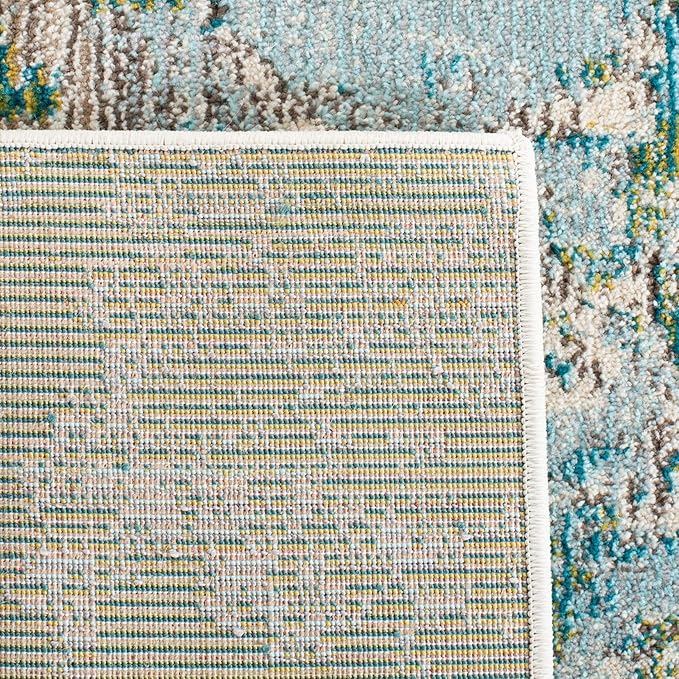 SAFAVIEH Madison Collection Area Rug - 8' x 10', Green & Blue, Modern Abstract Design, Non-Shedding & Easy Care, Ideal for High Traffic Areas in Living Room, Bedroom (MAD499X)