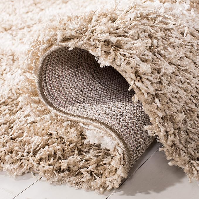 SAFAVIEH Dallas Shag Collection 2'3" x 8' Beige/Ivory SGDS257D Trellis Non-Shedding Living Room Bedroom Dining Room Entryway Plush 1.5-inch Thick Runner Rug