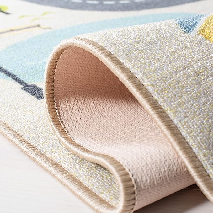 SAFAVIEH Kids Playhouse Collection Accent Rug - 4'4" x 6', Beige & Green, Non-Shedding Machine Washable & Slip Resistant Ideal for High Traffic Areas for Boys & Girls in Playroom (KPH227A)