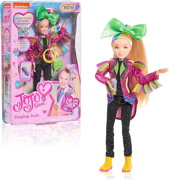 JoJo Siwa 10 Inch Singing Doll, Sings Hit Song Titled "Non-Stop", Pink Jacket with Rainbow Fringe, Kids Toys for Ages 6Up by Just Play