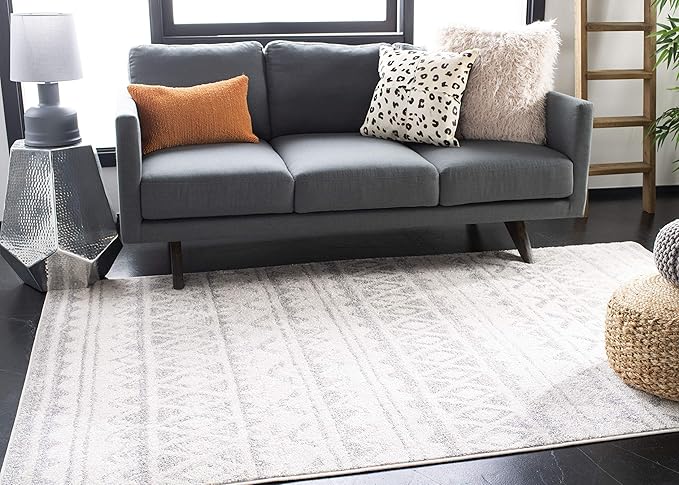 SAFAVIEH Adirondack Collection Accent Rug - 3' x 5', Ivory & Grey, Moroccan Boho Distressed Design, Non-Shedding & Easy Care, Ideal for High Traffic Areas in Entryway, Living Room, Bedroom (ADR119B)