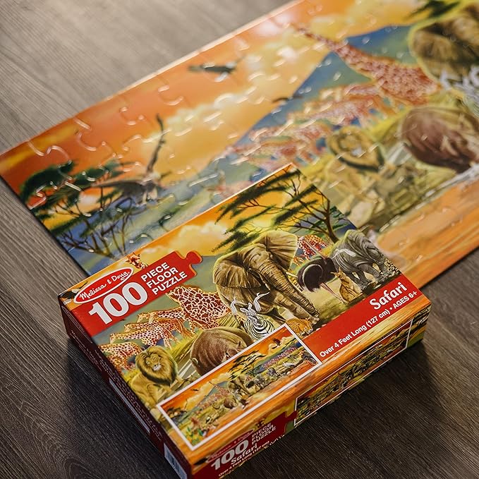 Melissa & Doug African Plains Safari Jumbo Jigsaw Floor Puzzle (100 pcs, over 4 feet long)