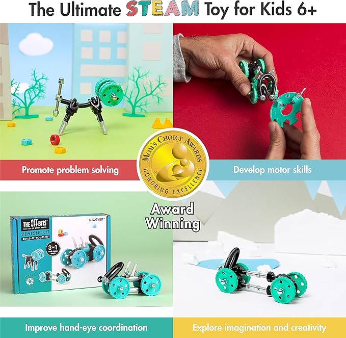 Toy Building Sets: BuggyBit Vehicle Model Kit for Kids 6+, Mini STEM Toys with Nuts & Bolts, Build Your Own Engineering Kit, STEM Building Toys Gifts for Boys and Girls