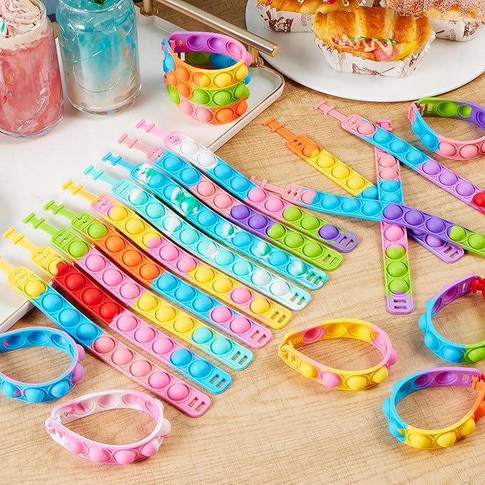 JOYIN Pop Fidget Toys pops Bulk 25 Pack Party Favors for Kids 4-8,8-12 Year, Fidget Bracelets Sensory Toys for Classroom Birthday Carnival Prizes Gifts Goodie Bags Stuffers for Kids