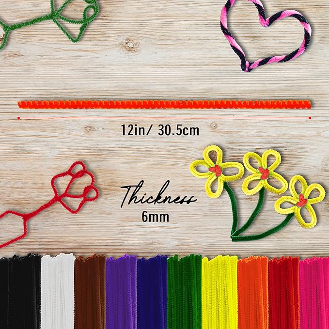 Pipe Cleaners Craft - 100 Pcs Purple Chenille Stems, 6mm x 12 Inch Fuzzy Sticks, Great for DIY Arts and Craft Projects and Decorations