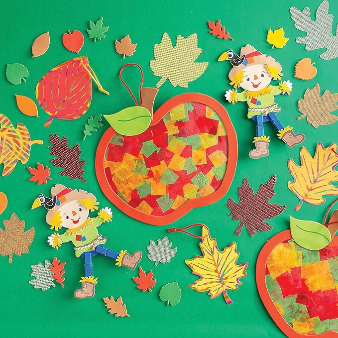 Fun Express Apple Tissue Paper Sign Craft Kit - Makes 12 - DIY Fall Crafts for Kids