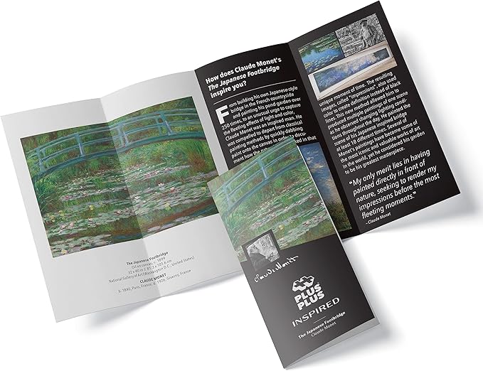 PLUS PLUS Inspired Art History Building Set, 3D Painting Kit & Craft Supplies for Kids, 350 Mini Interlocking Open Ended Pieces - Monet, The Japanese Footbridge