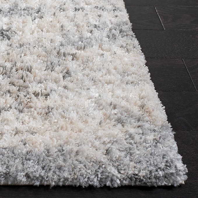 SAFAVIEH Berber Shag Collection Runner Rug - 2' x 14', Ivory & Beige, Modern Abstract Design, Non-Shedding & Easy Care, 1.2-inch Thick Ideal for High Traffic Areas in Living Room, Bedroom (BER272A)