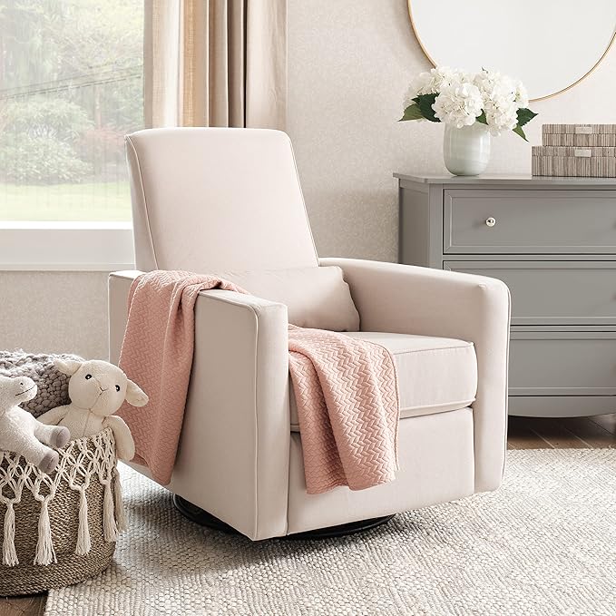 DaVinci Piper 360° Swivel Rocker Recliner Chair - Glider Rocking Chair for Nursery and Living Room- GREENGUARD Gold, FSC & Certi-PUR US Certified - Ultra Comfy Glider Recliner Nursery Chair - Cream