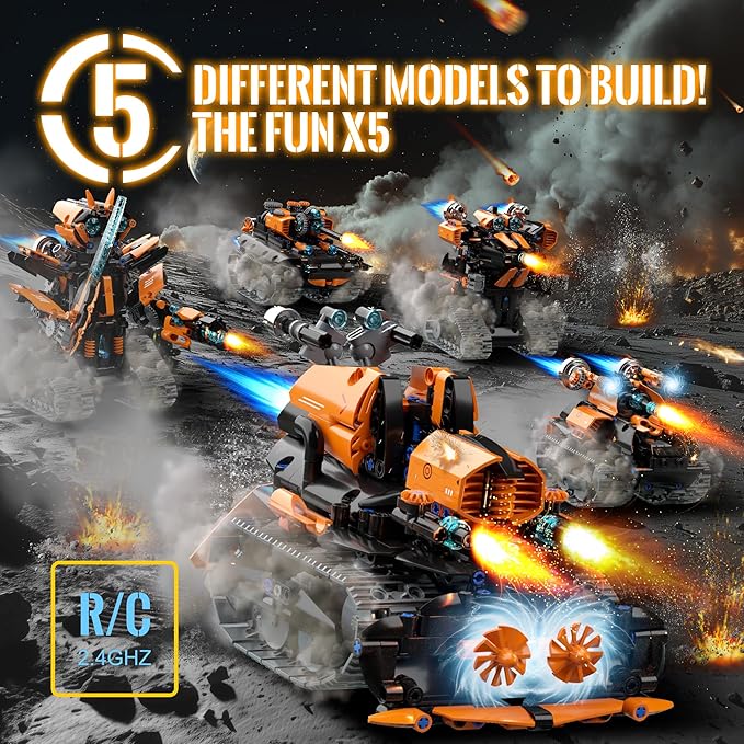 STEM Building Toys for Kids 6-14, 5in1 STEM Robot Building Kit for Kid, Remote & APP Controlled Tank Bulldozer Robot Building Blocks Set Birthday Xmas Gifts Ideas for Boys Girls (689PCS)